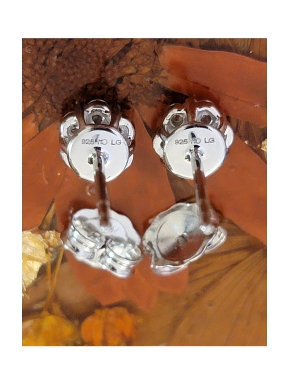 Lab Grown Diamond Cluster Stud Earrings White Gold NWT - Picture 8 of 12